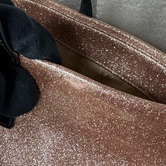 Kate Spade Live Colorfully Rose Gold Patent Glitter Sparkle Bon Shopper Tote Bag - Picture 15 of 15